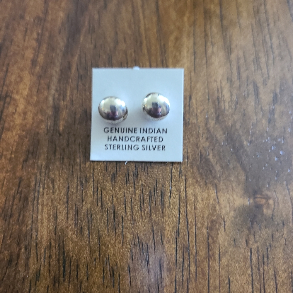 Sterling Silver Handcrafted 1/4 Size Dome Stud Earrings - Silver
